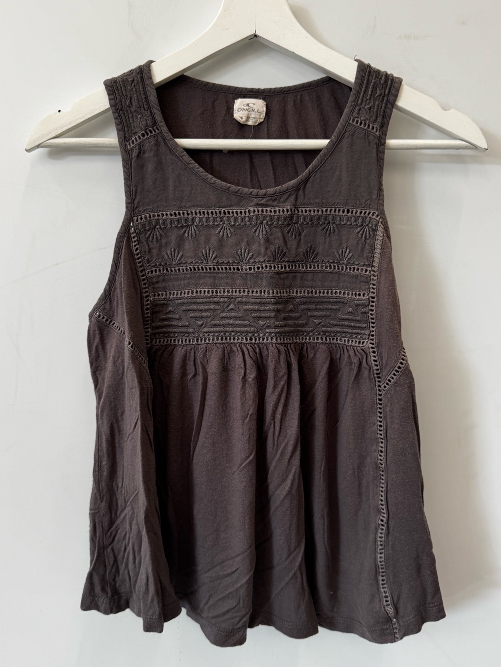 O'Neill Gray Embroidered Swing Tank Top Size Small